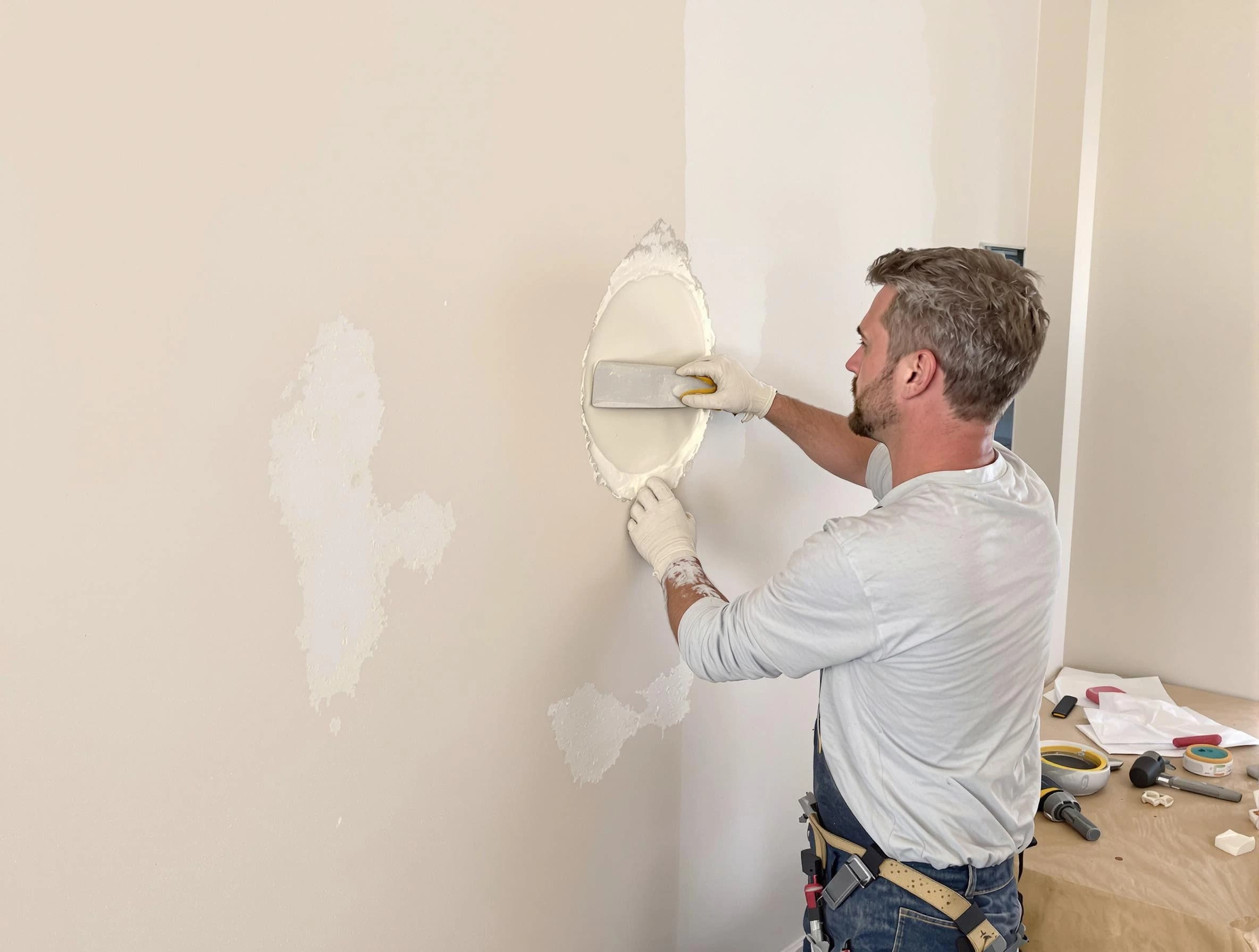 University Heights House Painters technician patching a drywall hole in University Heights, OH