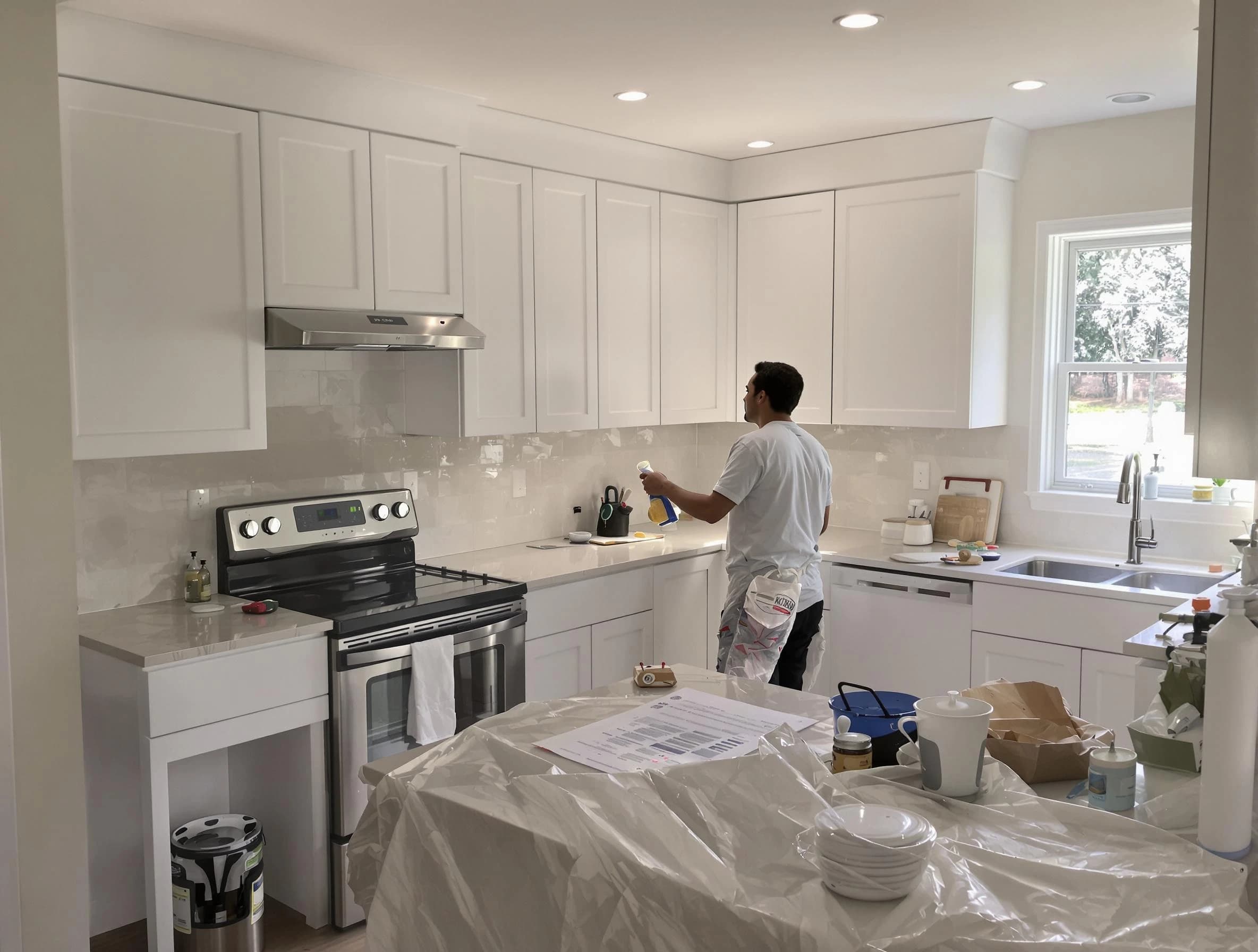 University Heights House Painters performing detailed kitchen painting in University Heights