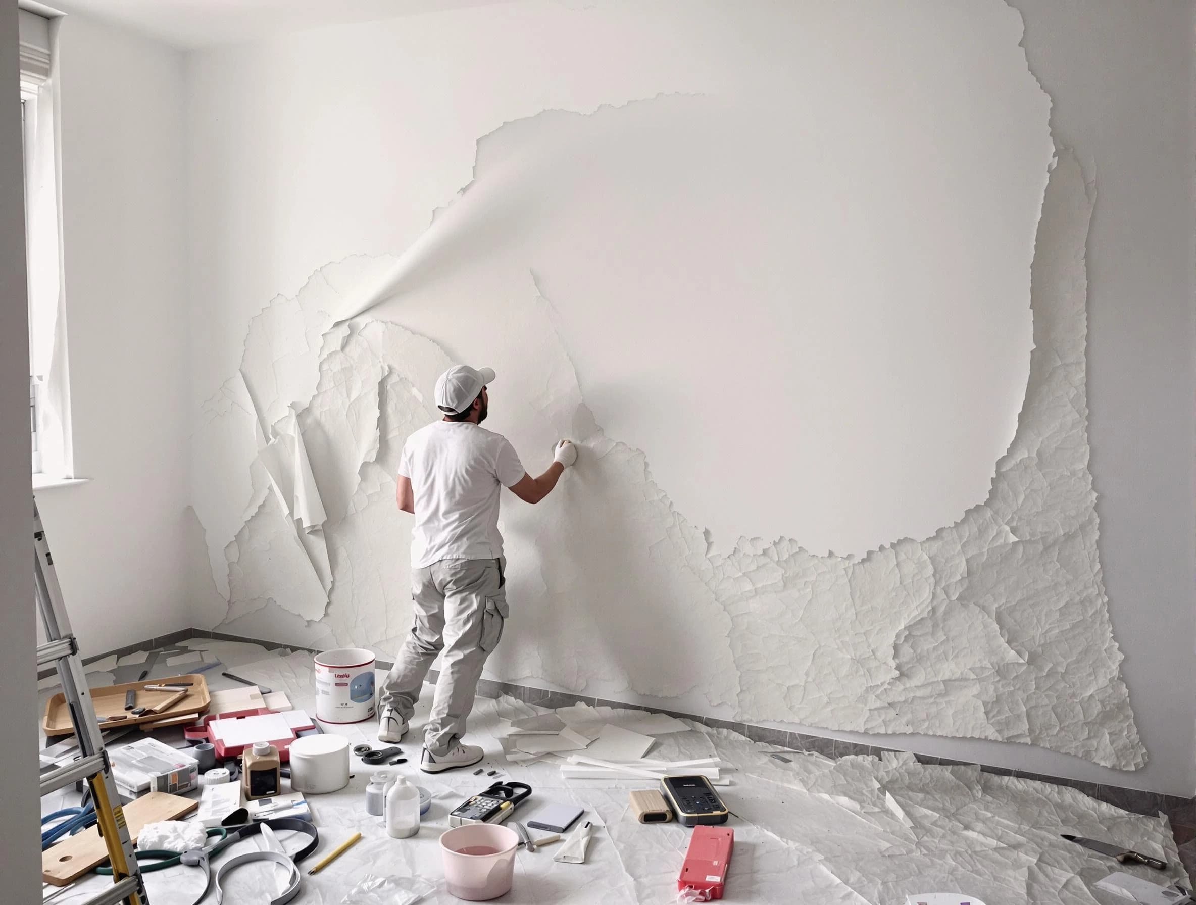 Removing old wallpaper to reveal clean walls by University Heights House Painters in University Heights